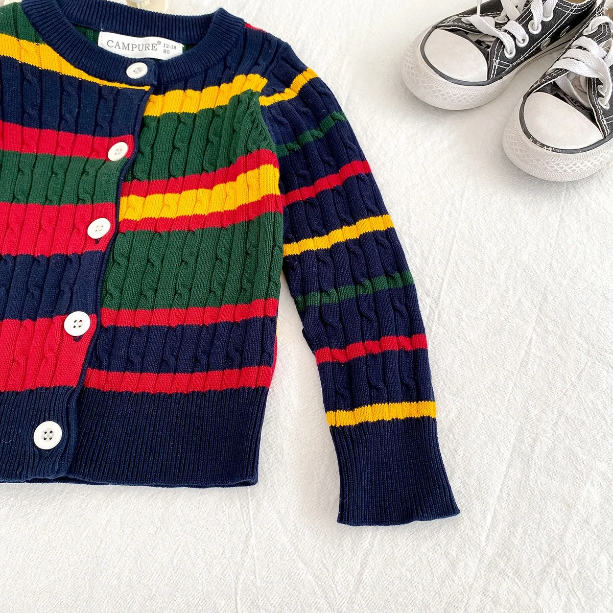 Ircomll Herbst Baby Mädchen Jungen Pullover Kleinkind Strickjacke Kinder Reine Baumwolle Stricken Tops Pullover Strickjacke Jacke 1-6Y – Detail 4