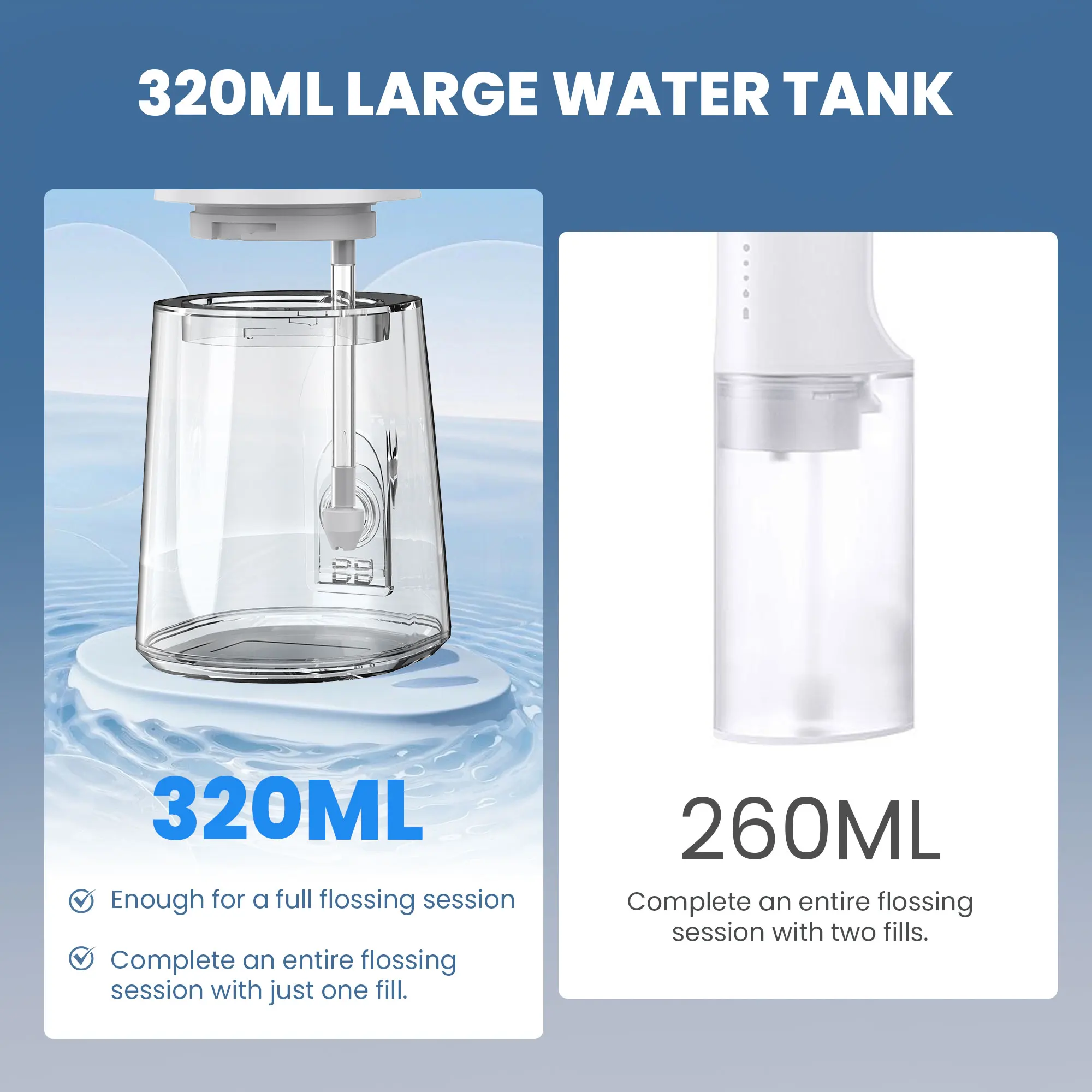 Jeenk 320ML 구강 세정기 USB 충전식 워터 플로셔 휴대용 치과 워터 제트 치아 클리너 4 모드 성인 방수