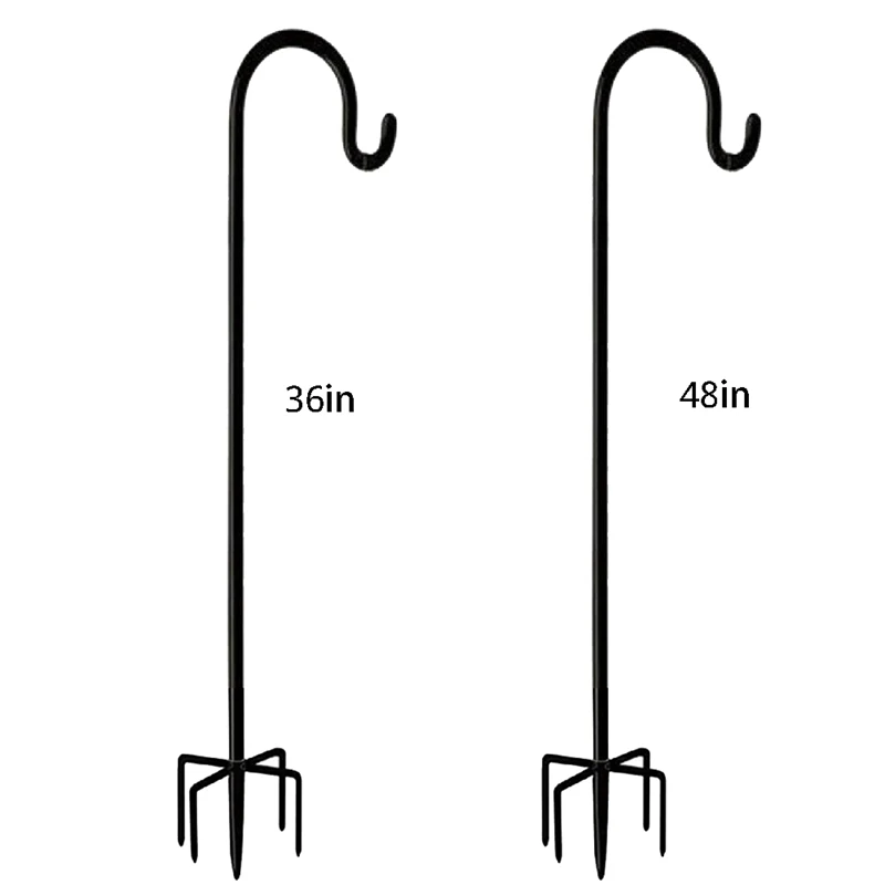 PORK-Outdoor Shepherd's Hook, Heavy Duty Bird Feeder Post For Hanging Lanterns, Bird Feeders With 5-Foot Base