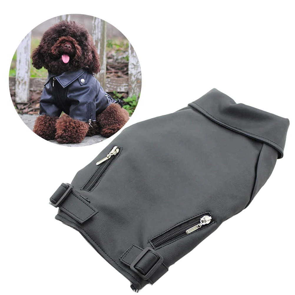 

Pet Dog PU Jacket Winter Coat for Small Dogs Windproof Waterproof Warm Vest with D-Ring Zip Up Closure Lightweight