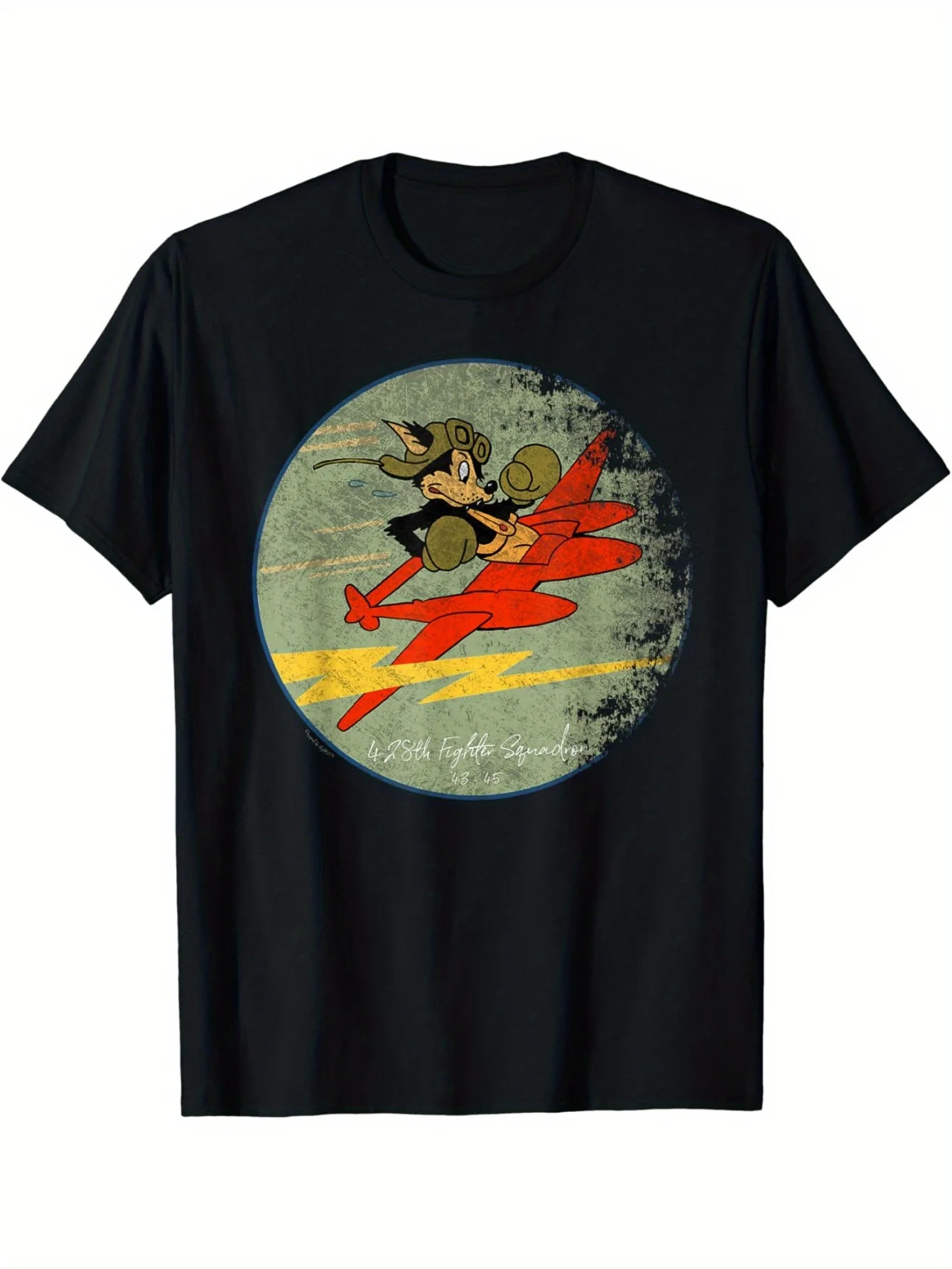 Vintage Fighter Squadron Graphic T-Shirt 100% Cotton O-Neck Short Sleeve Summer Casual Mens T-shirt Streetwear
