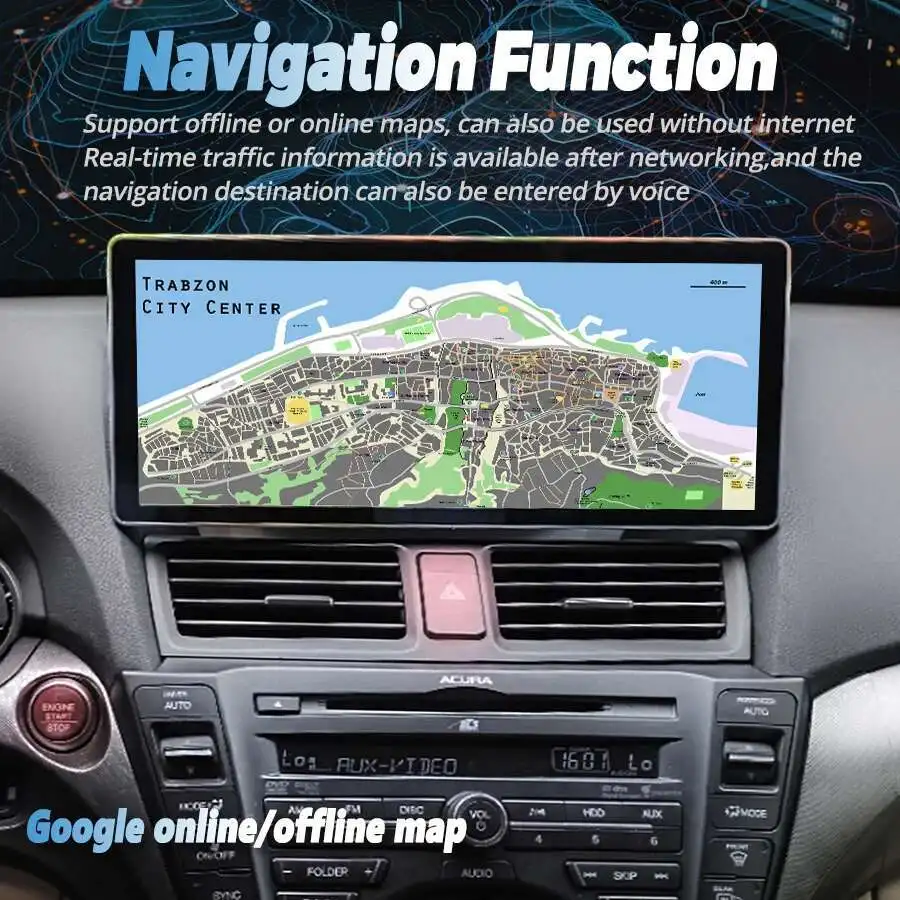 บลูทูธมัลติมีเดีย Player สําหรับ Acura TL 2008-2012 Android 12.3 "รถวิทยุสเตอริโอ CarPlay GPS นําทาง Qled หน้าจอ