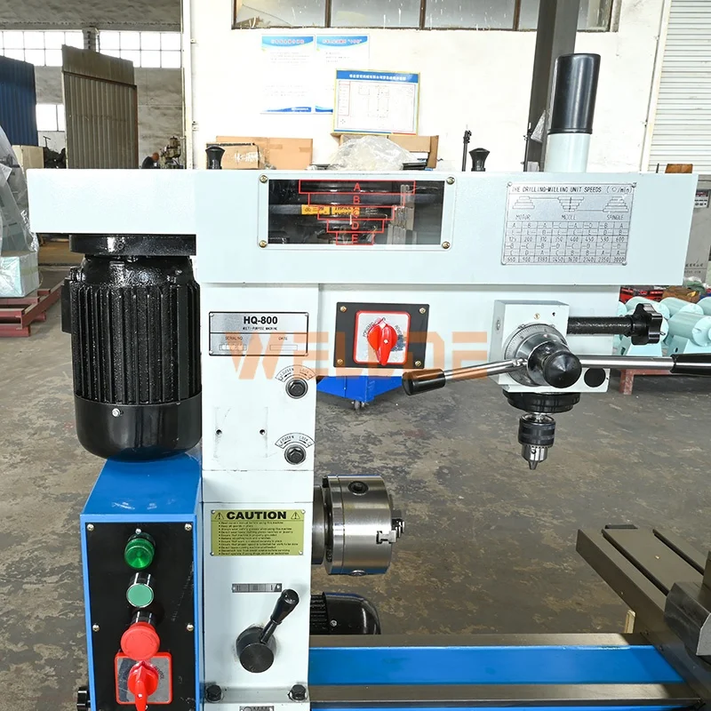 WELLDE Hq800 Multi Purpose Machine Small Lathe Mini Milling Machine Turning Drilling And Milling Machine