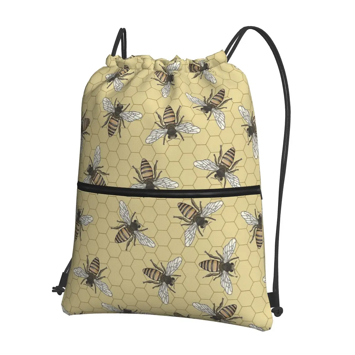

Bee Seamless Pattern Backpacks Multi-function Drawstring Bundle Pocket Sports Bag Book Bags for Travel School