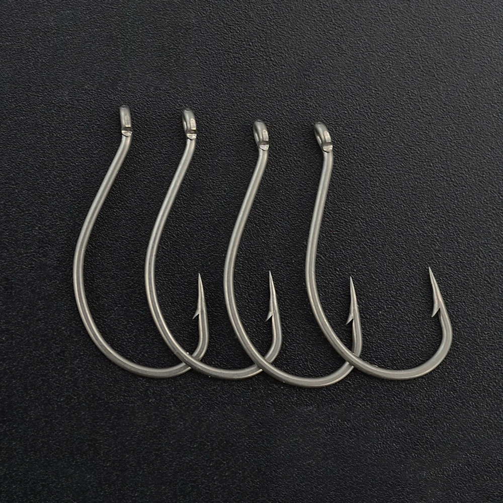Hirisi 8015 100 Stück PTFE-beschichtete Angelhaken aus Hochkarbon-Stahl Rostfrei Scharf mit Widerhaken und Öse Angelzubehör – Detail 5