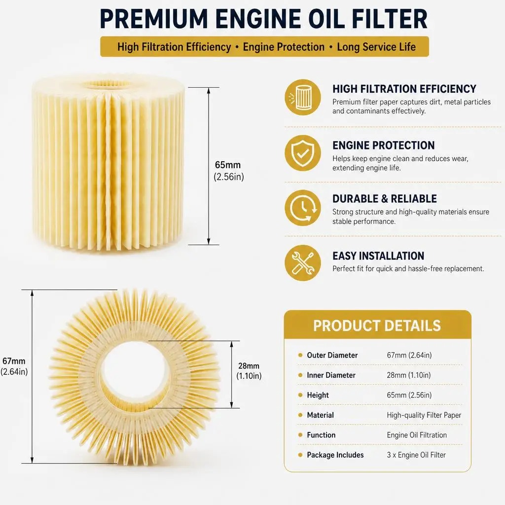 Oil Filter Engine 04152-YZZA1 For Toyota Avalon Camry Highlander RAV4 Engine Oil Cleaner Set 3 Pcs For Lexus ES300H RX350 RS450H