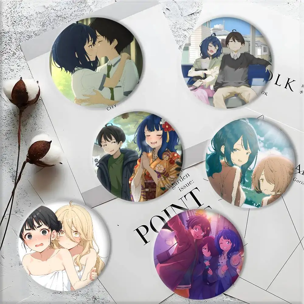 Hot Anime T-Too Many Losing H-Heroines Manga Badges 44 58 75 mm Round Cosplay Pin Bag Decor Fans Collect Friends Gifts Brooch
