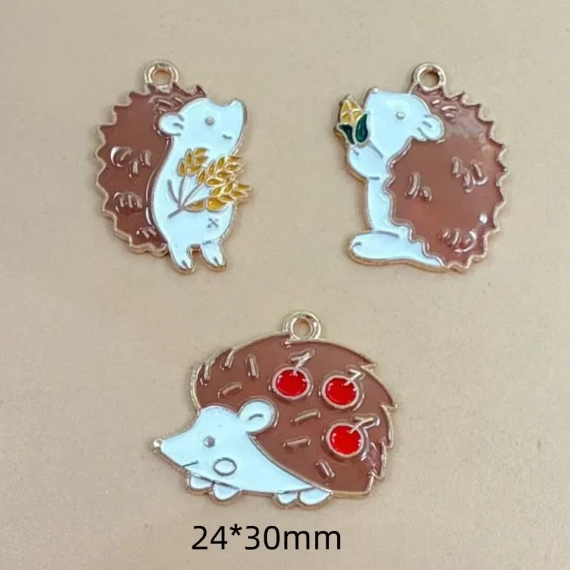 10Pcs Alloy Wheat Ear Hedgehog Charms, Cute Pendants for DIY Earrings Necklace Keychain Jewelry Making Accessories