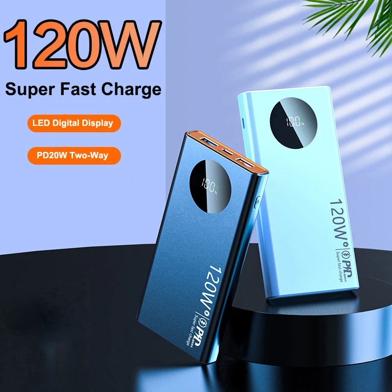 

Power Bank 20000mA with 120W PD Super Fast Charging Powerbank Portable External Battery Charger For iPhone Samsung Huawei Xiaomi
