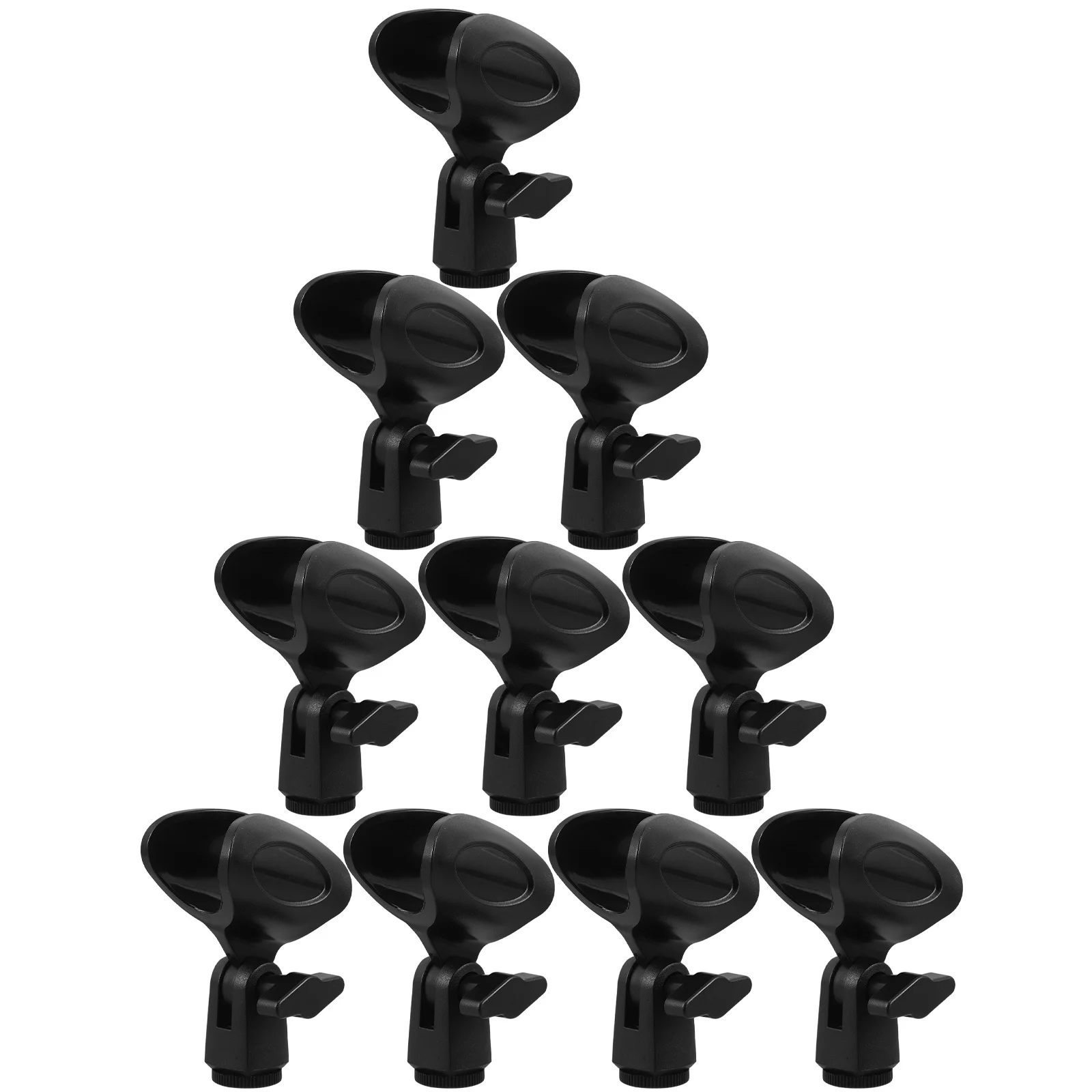 

10pcs Universal Microphone Clip Adjustable Black Plastic Mic Holder Clamp For Broadcasting Studio Stage Spring Noise Reduction