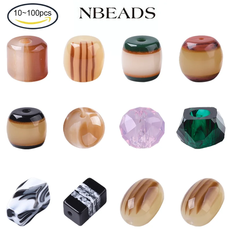 

NBEADS 10-100PCS Resin Bead for Jewelry Making Nuggets with Leopard Print Pattern Black&White 22.5x8.5-15.5mm for Jewelry Making