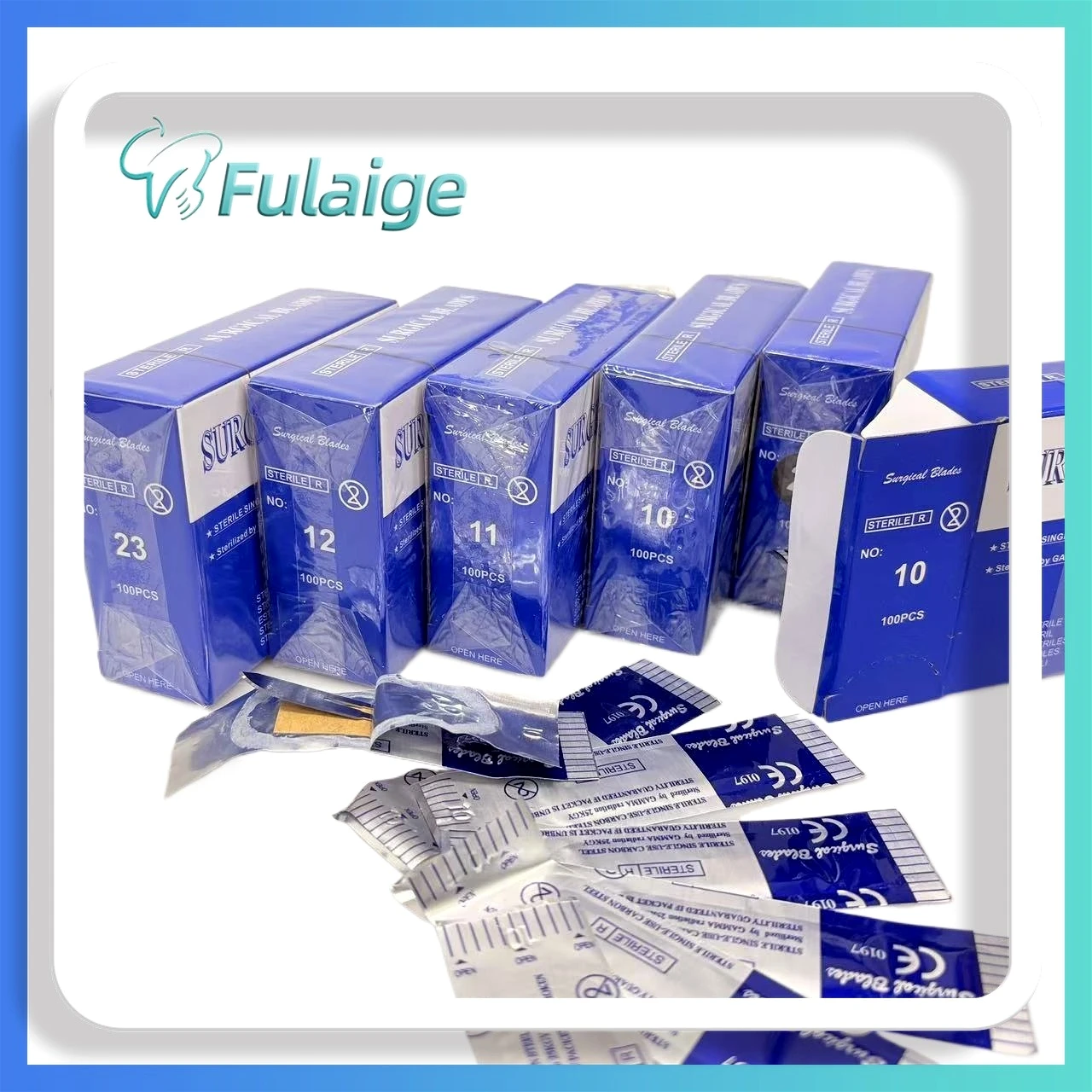 100PCS Dental Scalpel Blades and Handle Set with NO3.4 Carbon Steel Sterile Surgical Knife for Oral Surgery Cutting Dentistry