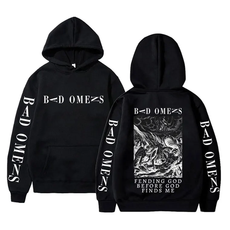 

Bad Omens Band Hoodie Fending God Before God Finds Me Hoodies Men Women Vintage Oversized Sweatshirt Male Rock Gothic Streetwear