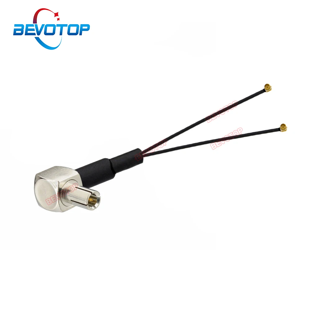 4PCS/LOT TS9 to  Splitter Cable TS9 Male Right Angle 90° Male to U.fl 1 Male RF1.13 Pigtail Antenna Extension Jumper