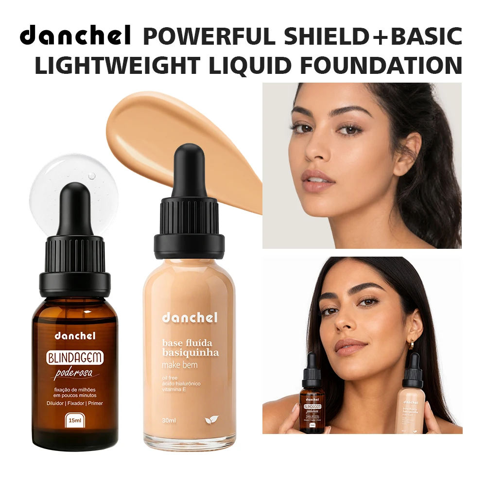 2pcs Face Makeup Set, Primer Serum + Liquid Foundation Waterproof Long-Lasting Natural Coverage Makeup Combo for Women Gifts