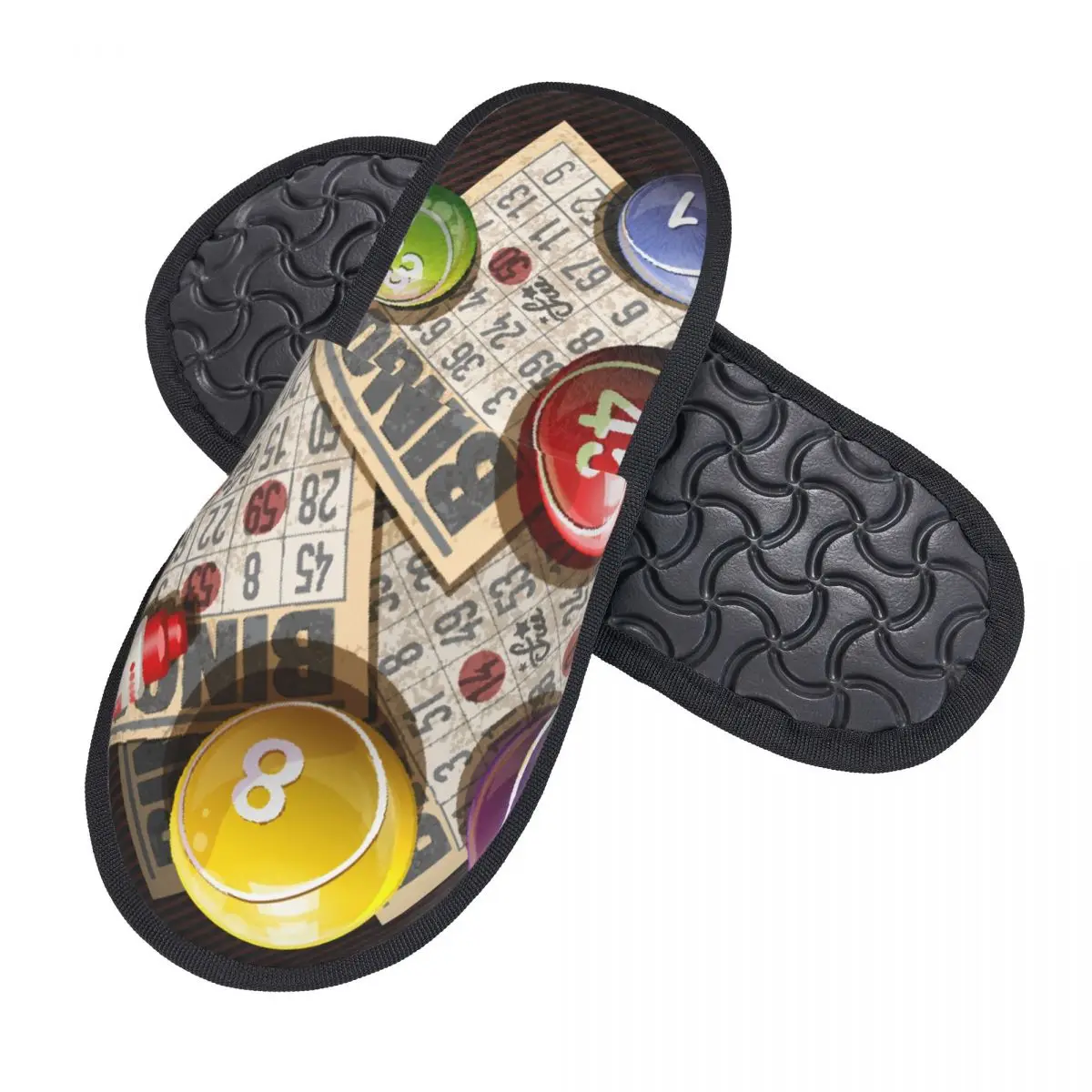 Winter Slipper Woman Man Fluffy Warm Slippers Retro Bingo Games House Slippers Shoes