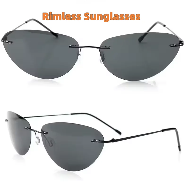 

Rimless Sunglasses Vintage Rimless Sunglasses Classic Driving Ultralight Polarized Sunglasses Matrix Style Rimless Sunglasses