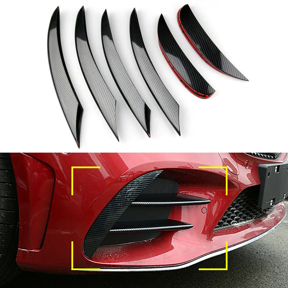 

Front Bumper Fog Light Air Vent Cover Trim For Mercedes-Benz W205 C Class 2019-2021 AMG Carbon Look Intake Side Spoiler Splitter