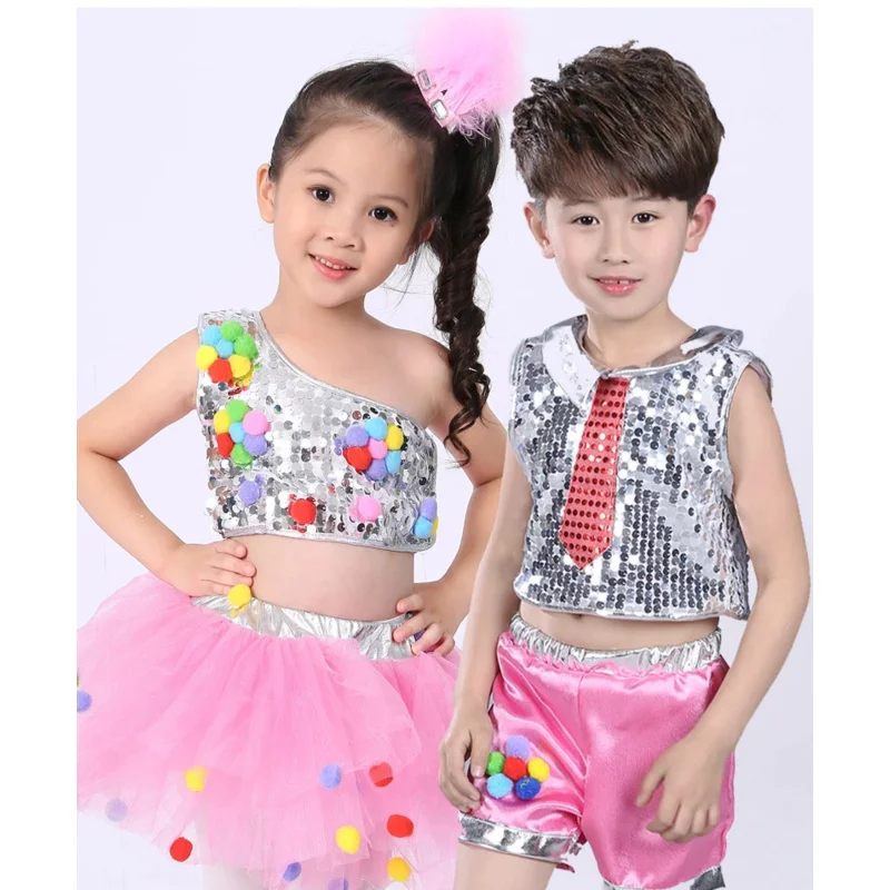 Children's Dance Stage Costume for Girls Modern Kids Jazz Dance Costumes Sequin Clothes for Salsa Contemporary Dance Costumes