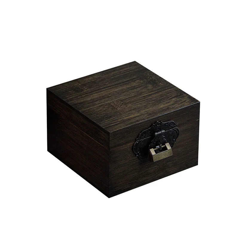 Wooden Rectangular Jewelry Box with Lock Household Sundries Snacks Nuts Storage Cosmetics Ornaments