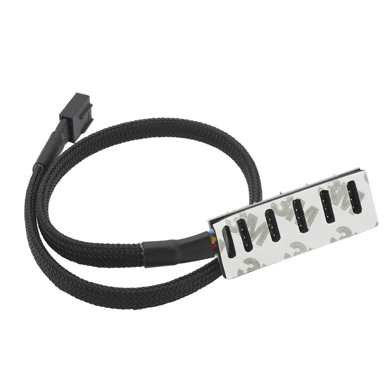 1 To 4/5-Port  4-pins PWM CPU Cooler/ Case/ Chasis Cooling Fan Power Cable Hub Splitter Adapter Black Sleeved Jacket 40cm
