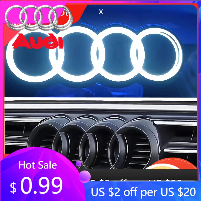 

Новые светящиеся колпаки на колесные диски для Audi: светодиодная решетка радиатора, статическое освещение, черно-серебристый значок-эмблема с логотипом AUDI, подсветка для AUDI A3 A4 A5 A6 A