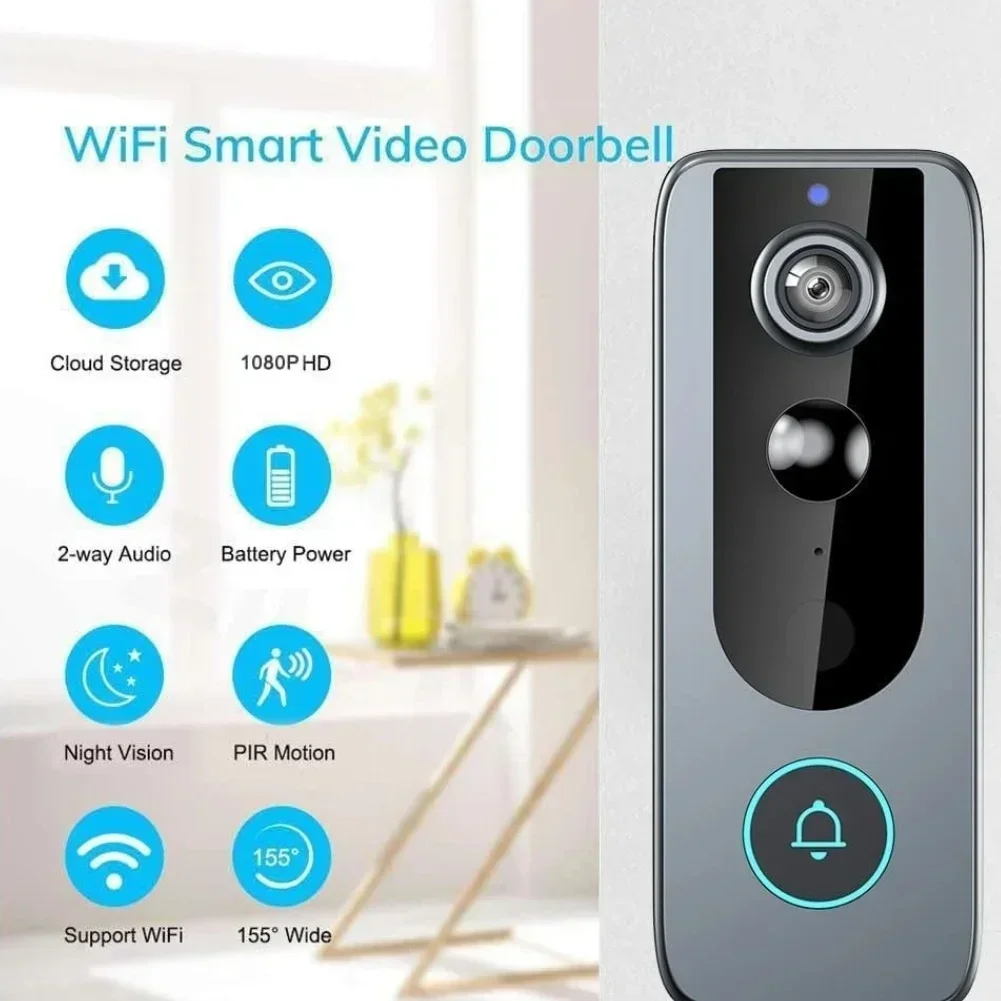 

1set Smart Wireless Video Doorbell For TUYA Wifi Doorbell Standard Dingdong Machine Wireless Doorbell Visual Security Protection