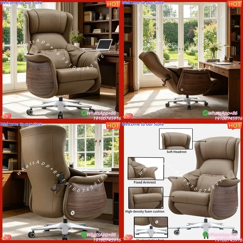 CECertificate Traditional Ergonomic Executive Office Chair Leather Massage with Remote Control for Home Office