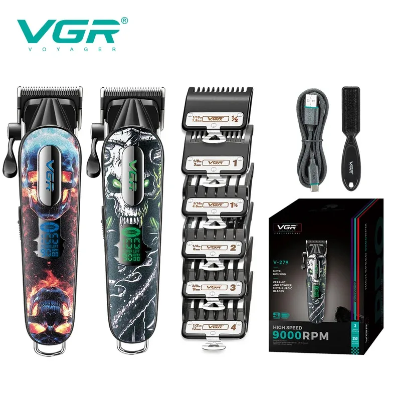VGR  V-279 9000 RPM Hair Clipper Professional Trimmers Electric Hair Cut Machine Barber Cordless Clippers Metal Trimmers for Men