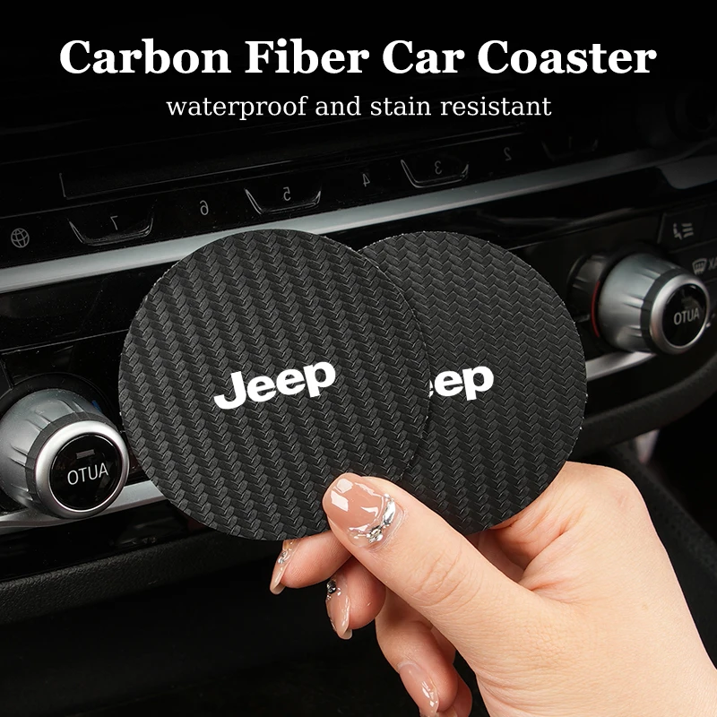 2Pcs Car Coaster Water Cup Pad Cushion Accessories For Jeep Renegade Grand Cherokee Compass Patriot Wrangler Trailhawk Rubicon