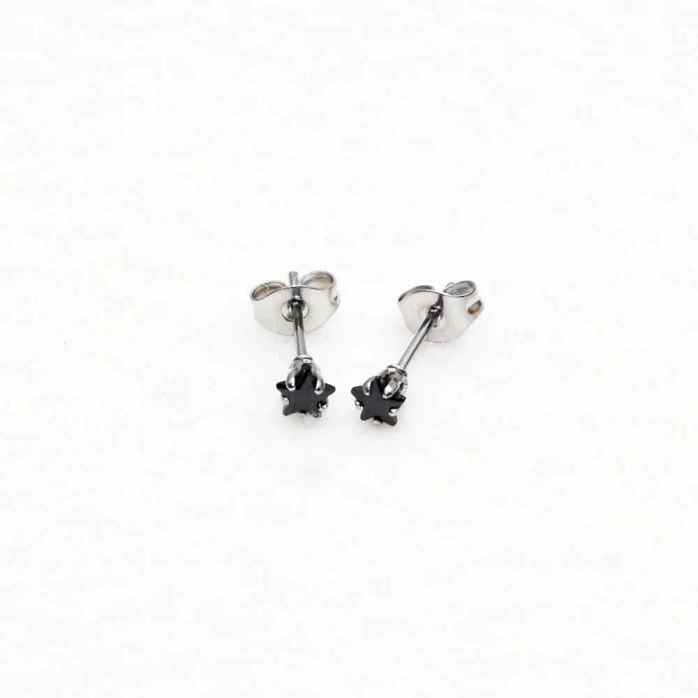 Mini Brief AAA Zircons Black Stars Stainless Steel 4MM No Fade Allergy Free Classical Style