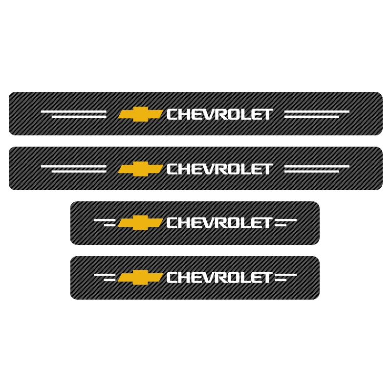 4Pcs Car Door Threshold Carbon Fiber Scuff Plate Sticker Badge Accessories For Chevrolet Cruze Aveo Captiva Lacetti Car Styling