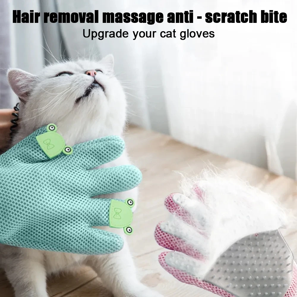 Pet Deshedding Grooming Brush Massage Glove Jerking Cats Dogs Cleaning De-Floating Hair Silicone Gloves Supplies Animal Combs