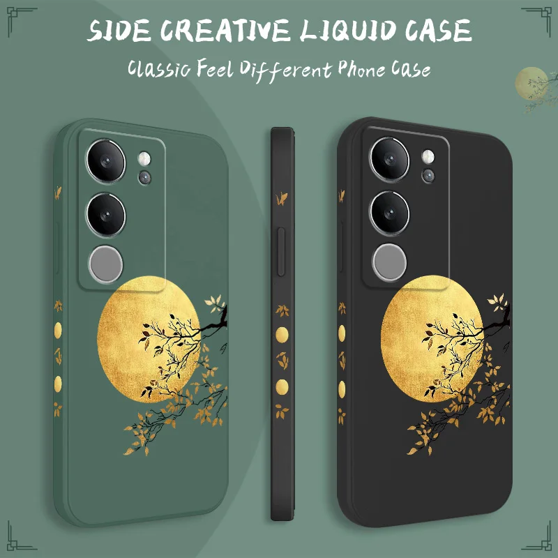 

Gilded Moon Phone Case For VIVO V50 V40 V30 V29 V29E V27 V27E V25 V25E V23 V23E V21 V20 Y20 Y12 Y21 Y22 Pro Silicone Cover