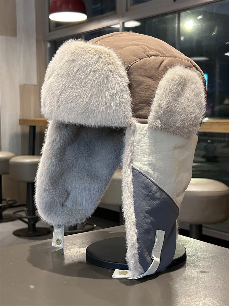 冬用フリース裏地付き雷峰帽子、男性と女性用、屋外用暖かい耳保護帽子、厚みのある防寒パイロットハット