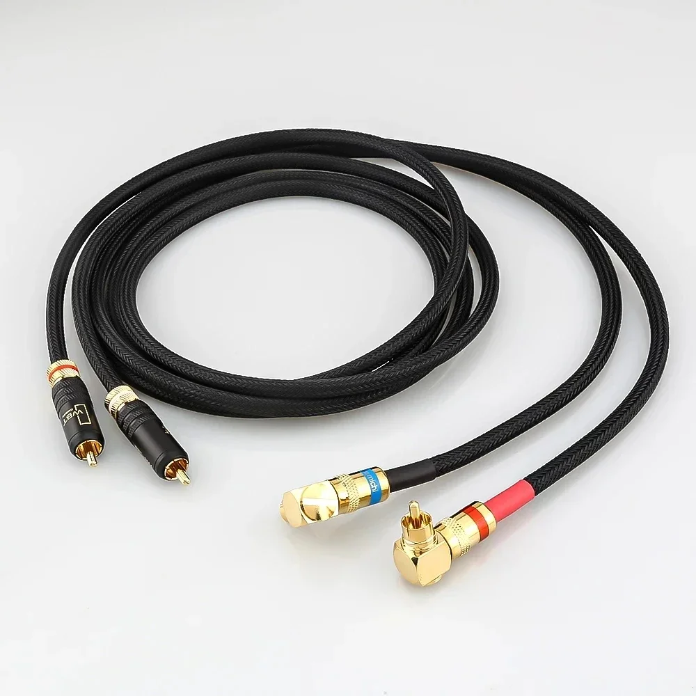 Para HI-End 99.998% OFC Copper RCA WBT Interconnect kabel HIFI Audio 90 stopni kąt prosty złącze