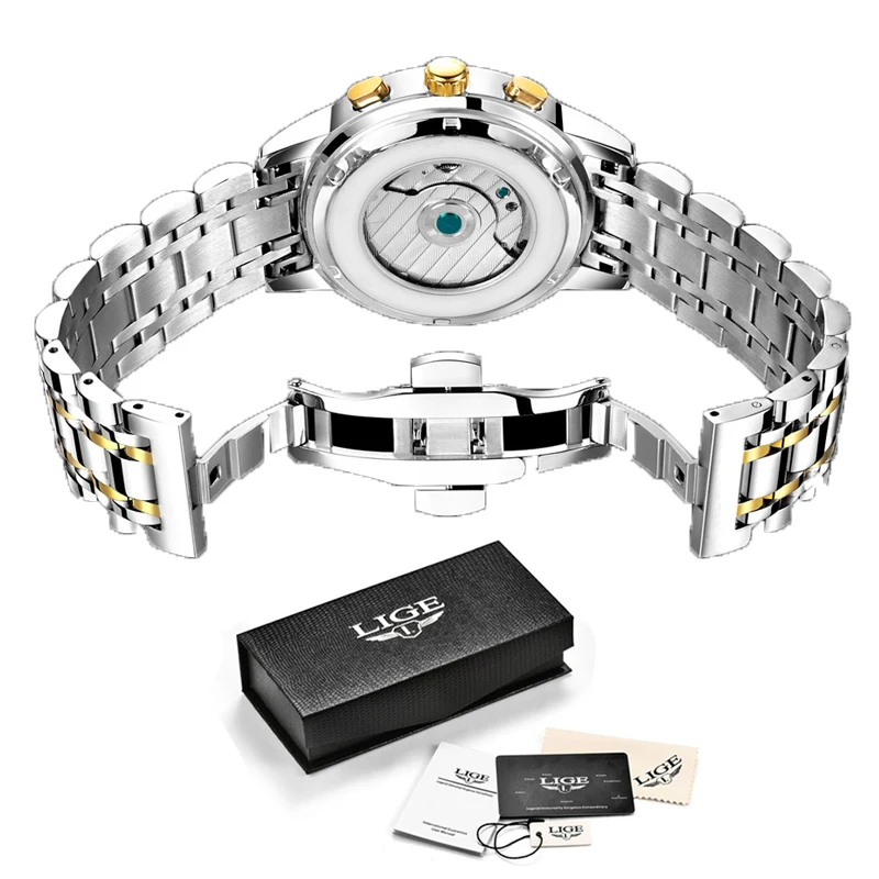 Imagem -06 - Lige Luxo Masculino Relógios Relógio Automático para Masculino Tourbillon Relógio de Pulso à Prova Impermeável Água Relógio Mecânico Data Relógio Masculino