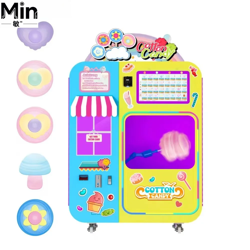 Factory Direct Commercial Automatic Cotton Candy Vending Machine Multilingual Supported Marshmallow Making Machine