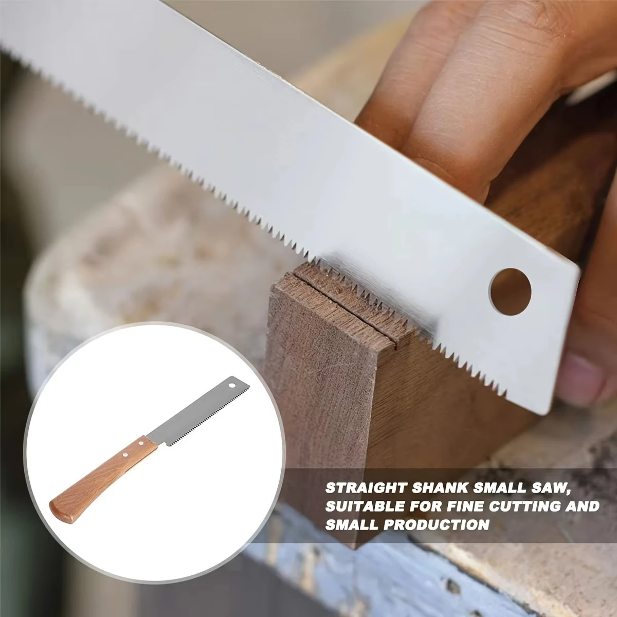 12 Inch Small Hand Saw, Flush Cut Saw Woodworking Hand Saw Wooden Straight Handle Single Edge Pull Saw Trim Tool for Household image 2