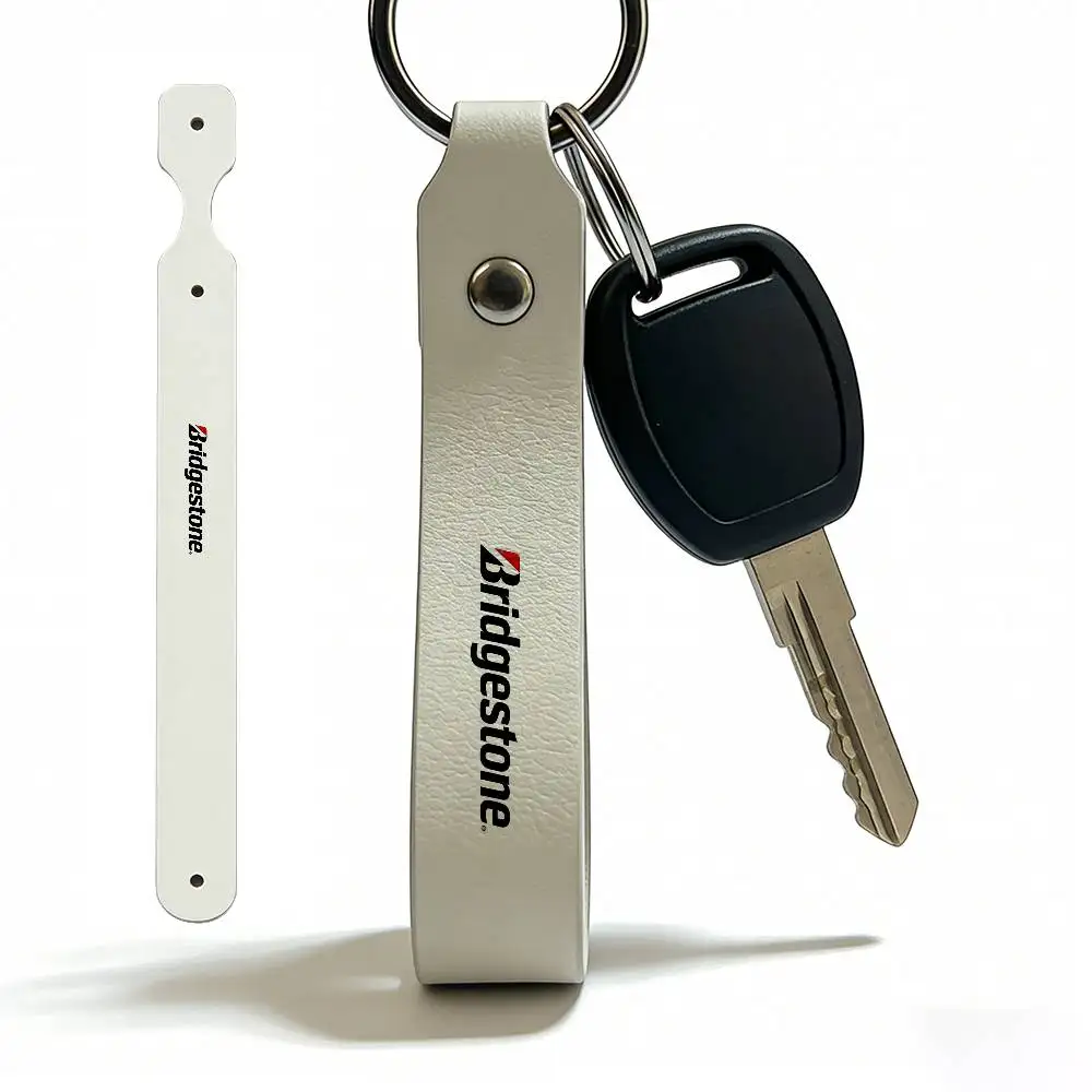 For Logo Bridgestone PU Leather Motorcycle Keychain Universal Motorbike Key Ring Holder For Riders Men Gift - view 2