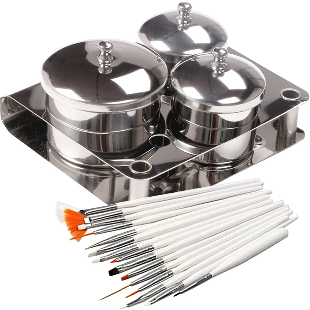 1 مجموعة الفولاذ المقاوم للصدأ مسمار الفن كأس السلطانيات ل مسحوق الاكريليك السائل خلط حامل مانيكير جرة الحلوى صالون الأظافر توريد مانيكير #3