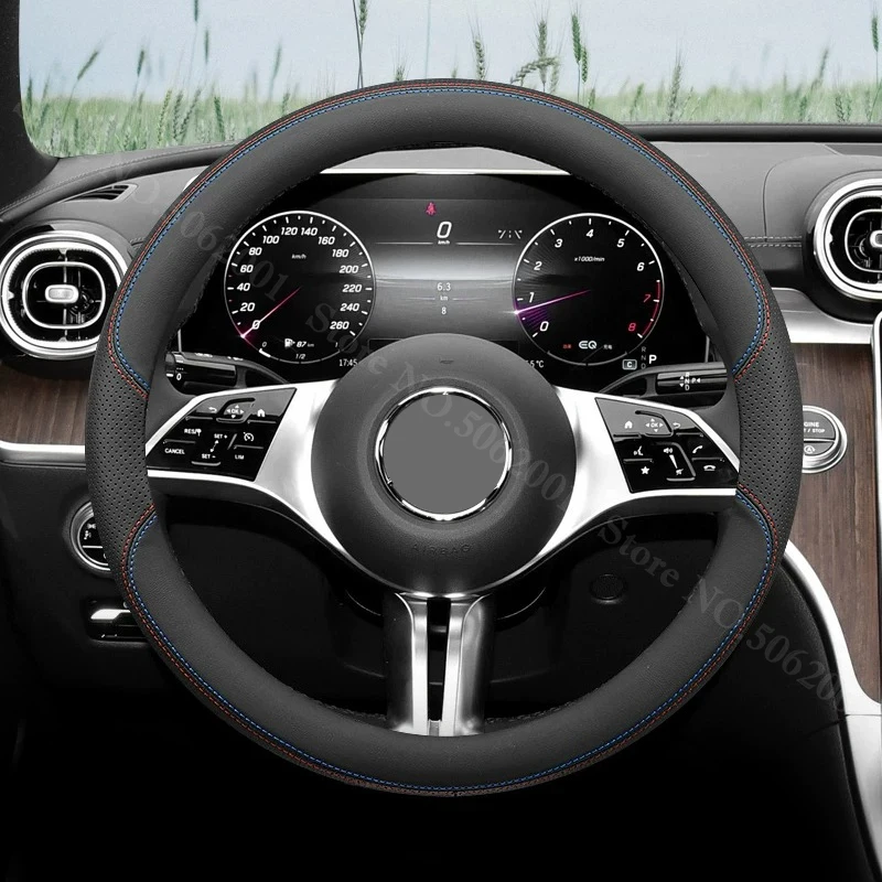 Truck Lorry Bus Leather leather Car Steering Wheel Cover For 38/40/42/45/47/50CM Big Size Long-distance Driving Truck Lorry Bus