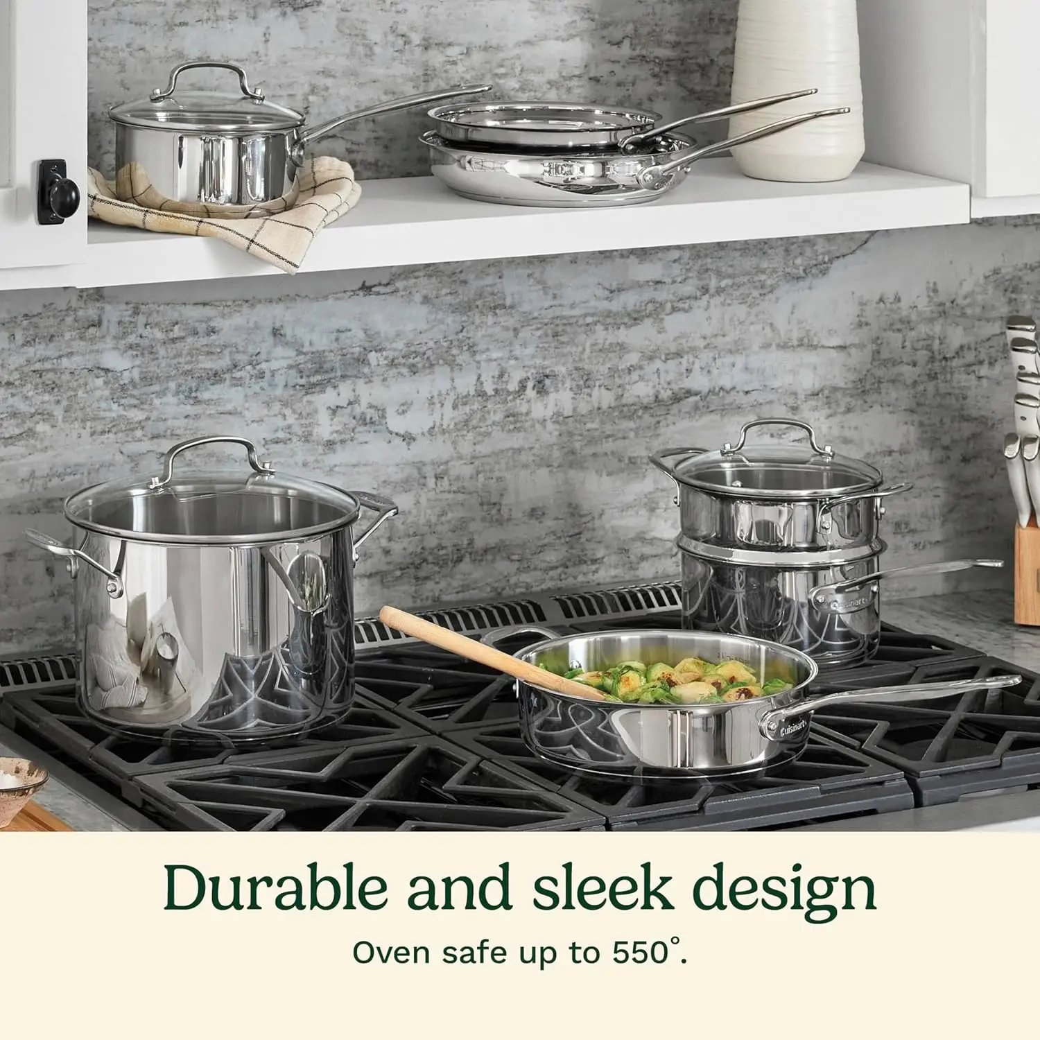 11-Piece Cookware Set, Chef's Classic Stainless Steel Collection 77-11G