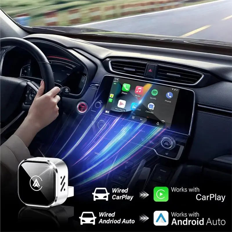 N26R-Car Wireless Carplay Android Auto 2In1 Box Plug& Play Wired To Wireless Dongle Carplay Android Auto Mini Smart Box