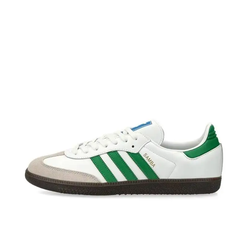 Adidas SAMBA OG OG Anti Slip, Comfortable, Wear Resistant, Versatile Low Cut Board Shoes for Men and Women in White and Green