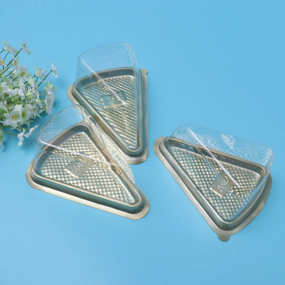 50Pcs Disposable Cake Boxes Triangle Moon Cake Packaging Food Grade Plastic Waterproof Present Wedding Shower Birthday