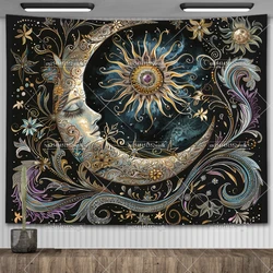 Tarot Tapestry Nordic Flower Series Room Background Cloth Moon Phase Wall Hanging Tapestries Living Room Bedroom Altar Cloths