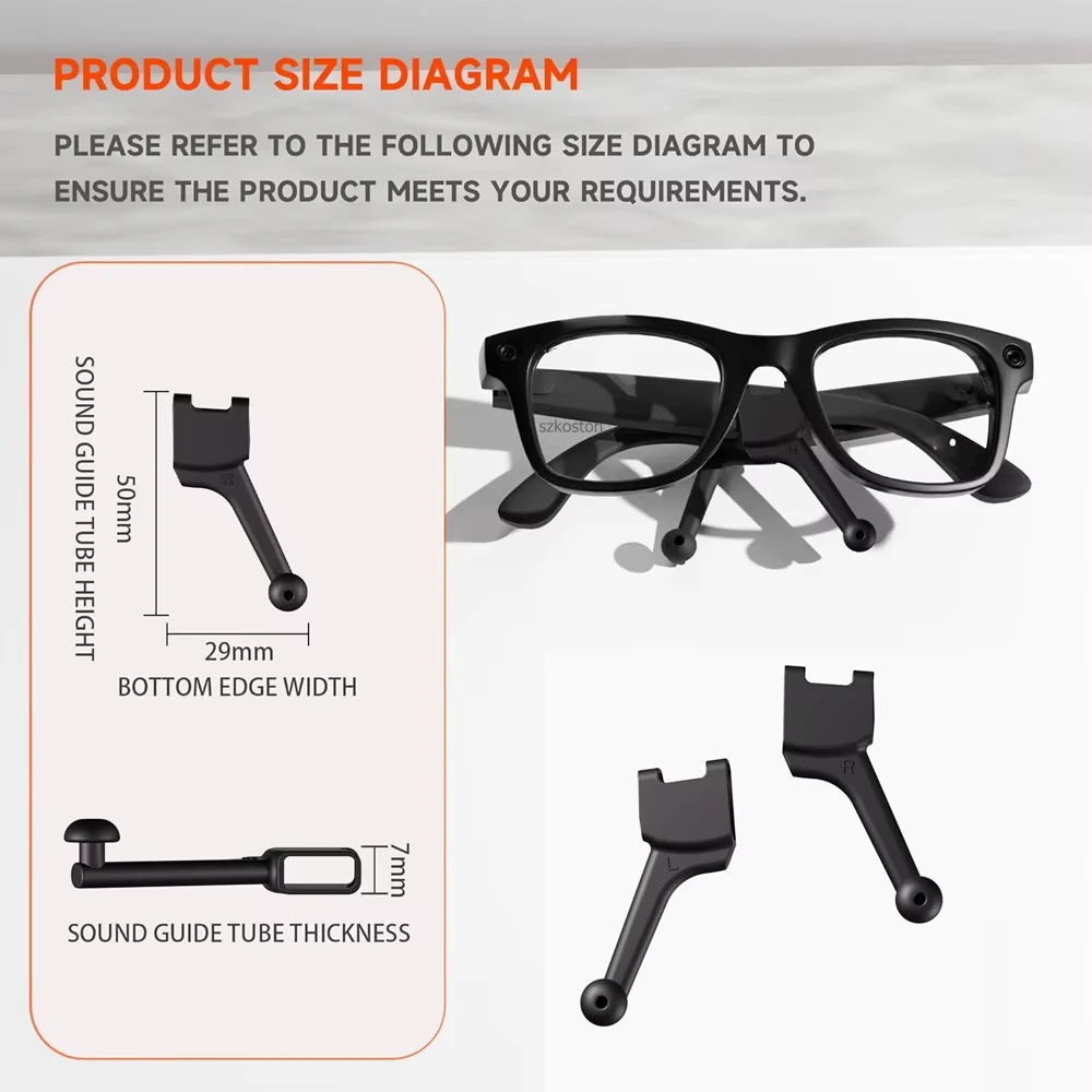 Voice Focus Privacy Ear Tips Silicone Amplifiers for Ray-Ban Meta(Gen1/2) Wayfarer/Skyler/Headliner Smart Glasses Accessories