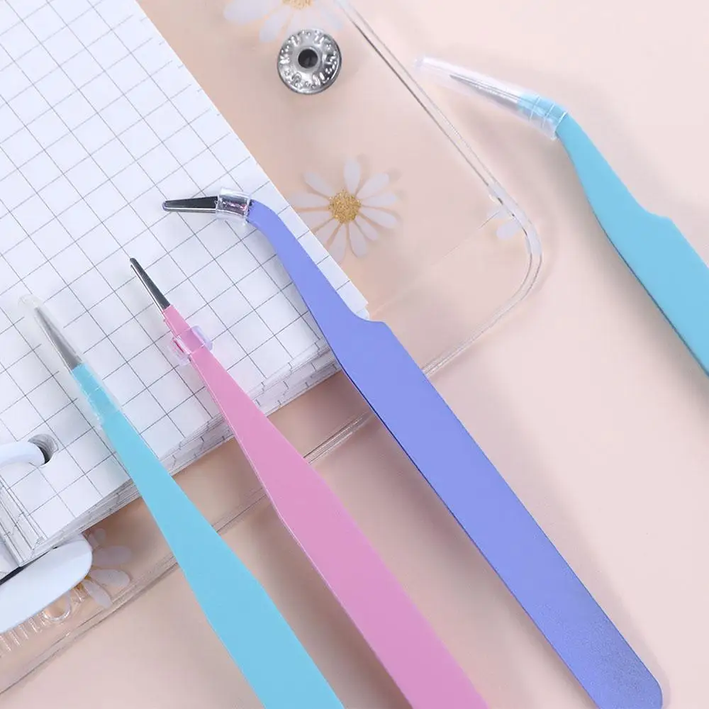 Portable Tape Sticker Tool Notebook Accessorise Journal Accessorise Stainless Steel Macaron Color Nipper Nail Tweezers Tweezers