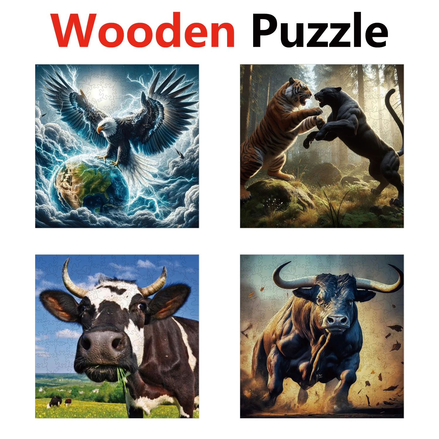 

Eagle Tiger Leopard Cow Animal Puzzles High Quality Jigsaw Puzzle Wooden Puzzle Best Christmas Gift